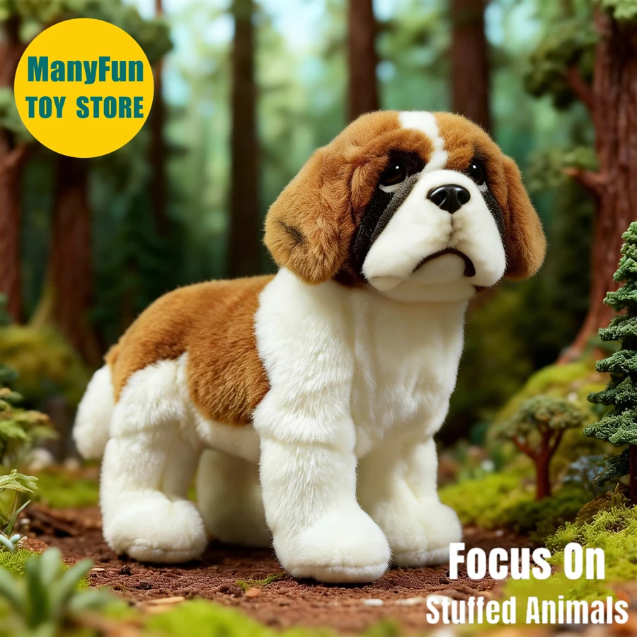 

Saint Bernard Plush Toy Lifelike St. Bernard Stuffed Animal Realisitc Alpine Mastiff Plushie Fluffy Dog Doll Gifts Collectors