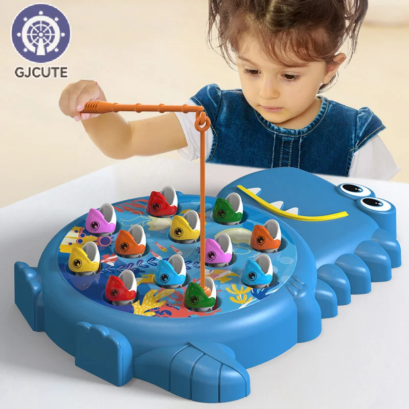 Imitation Magnetic Dinosaur Fishing Plate Toys Play Rod Game Toy For Children Baby Montessori With Rod Kids Educational Gift