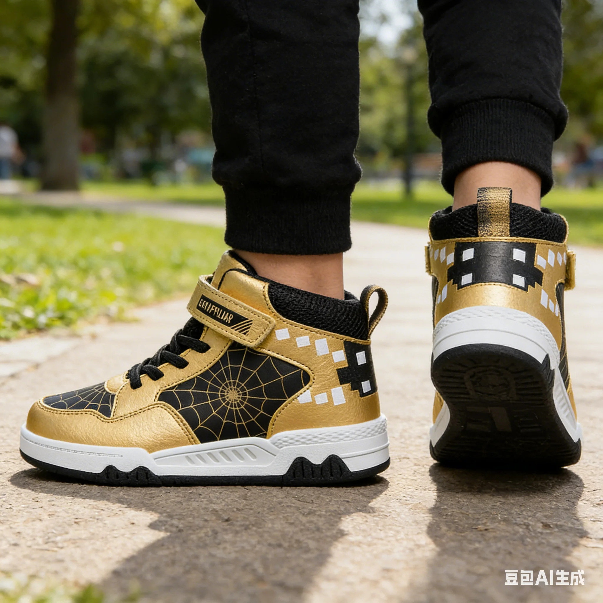 

Детская повседневная обувь, кроссовки из искусственной кожи, высокие туфли с героями мультфильмов, весенняя обувь для мальчиков, Нескользящая обувь на липучке из белого золота, размер 28-39