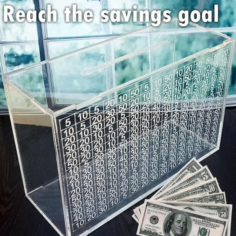 

Clear Bank Box Durable Acrylic Saving Money Box Transparent Piggy Bank Cube Saving Coins Storage Box Money Saving Jar Kids Gift