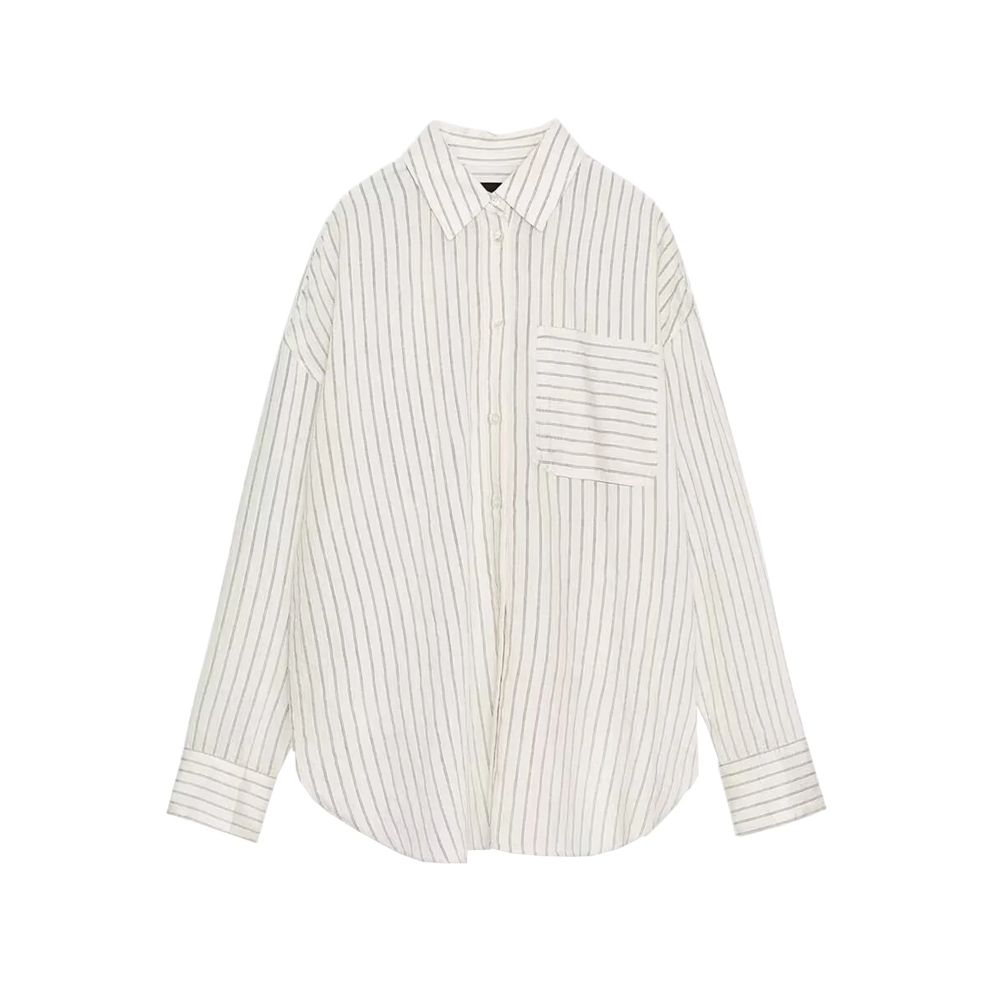 Ele rayé Long Sve irt col montant femme Faion automne 2025 Z tenue décontracté coupe confortable européenne Sle