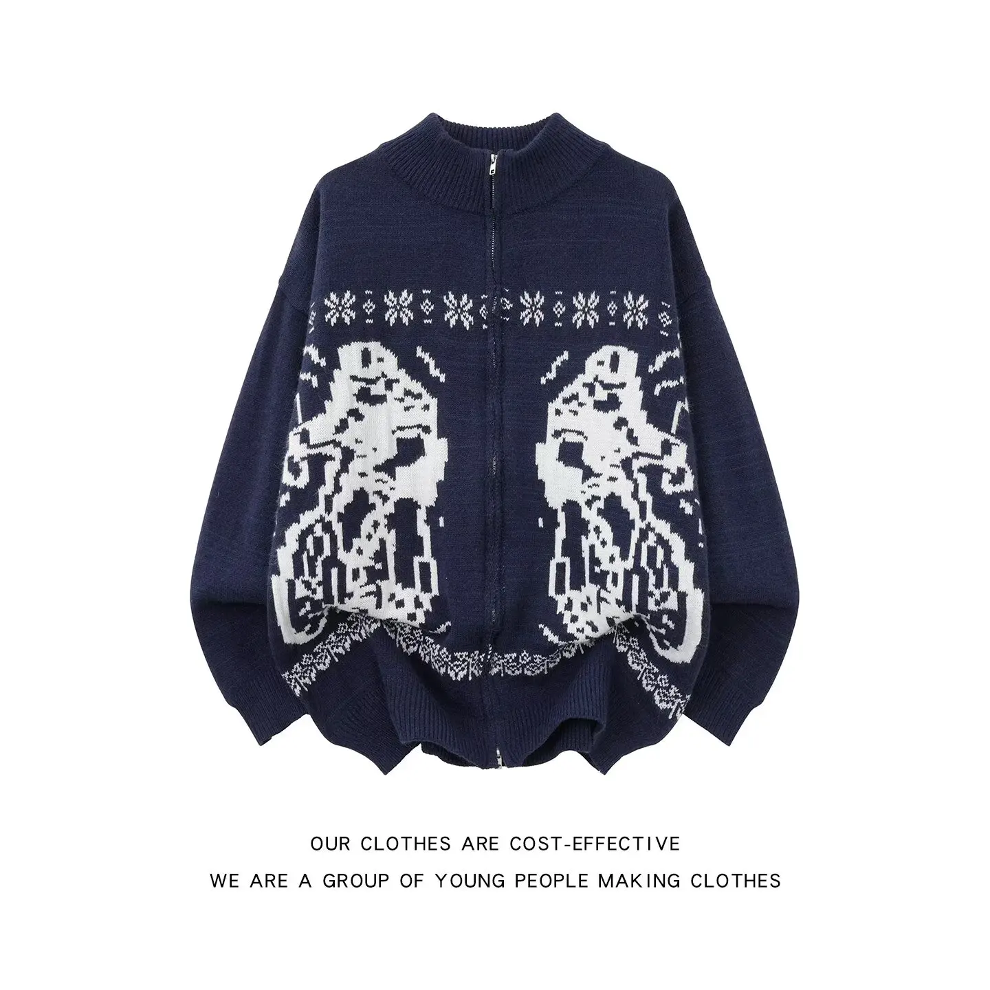 

Ретро американский ленивый Sle Fair Isle открытый кардиган свитер мужской воротник-стойка осень-зима повседневная свободная вязаная верхняя одежда