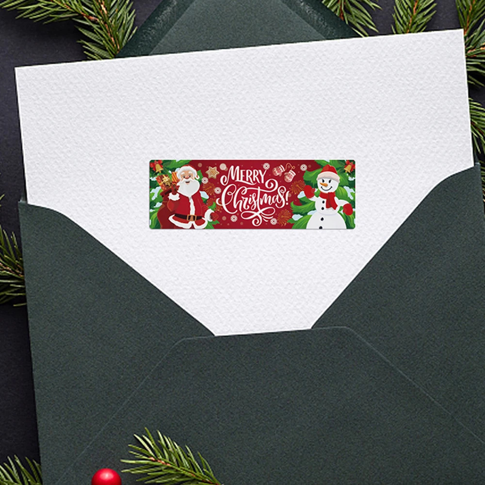 직사각형 메리 크리스마스 스티커, 휴일 장식 라벨 데칼, 비즈니스용 크리스마스 수제 선물 씰 스티커, 120 개