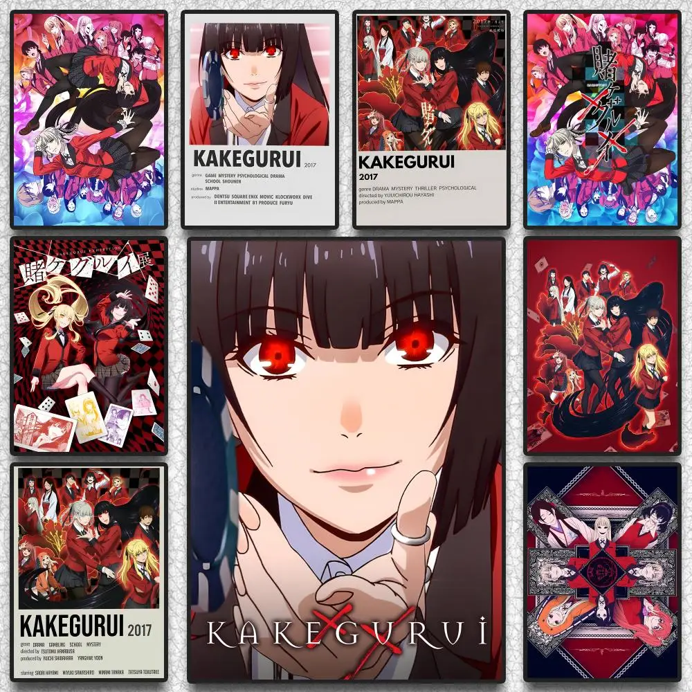 Póster de anime K-Kakegurui, arte de pared adhesivo, impresión impermeable, decoración estética para el hogar, sala de estar y dormitorio