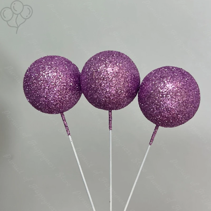 5Pcs Cake Balls Purple Blue 2-4cm Size Cake Topper Balls for Happy Birthday Wedding Baptism Baby Shower Party Cake Decor Ball