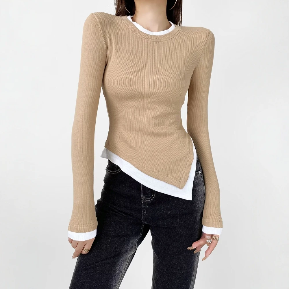 

UNIKTEE женская летняя модная футболка, удобный однотонный повседневный топ с неровным подолом и короткими рукавами, круглым вырезом