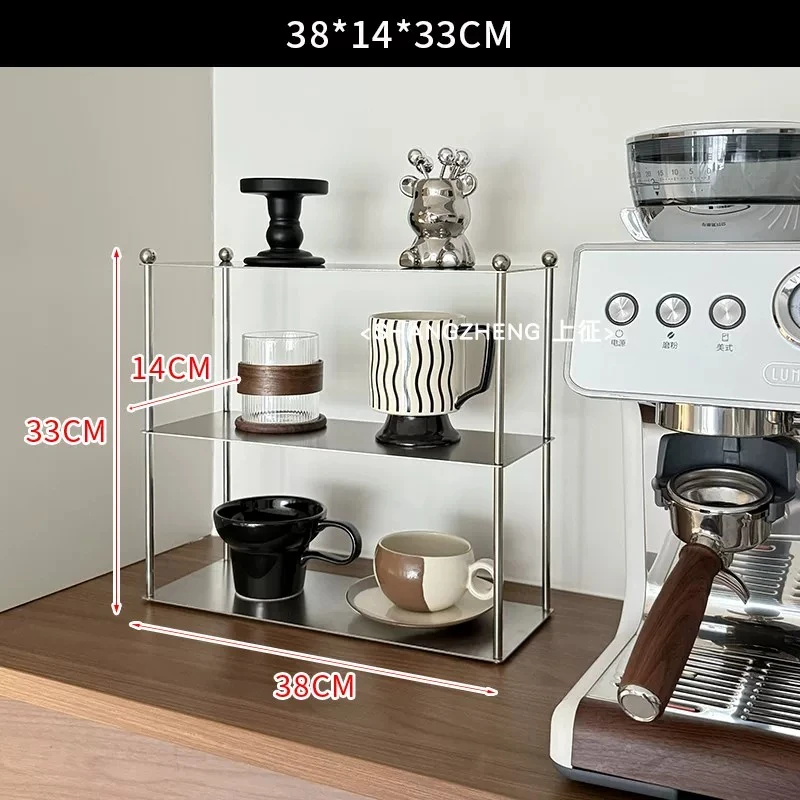 Minimalist Aluminum Alloy Countertop Mug Storage Shelf Multi-Layer Cup Rack Kitchen Organizer Cup Holder Coffee Bar Station view 6