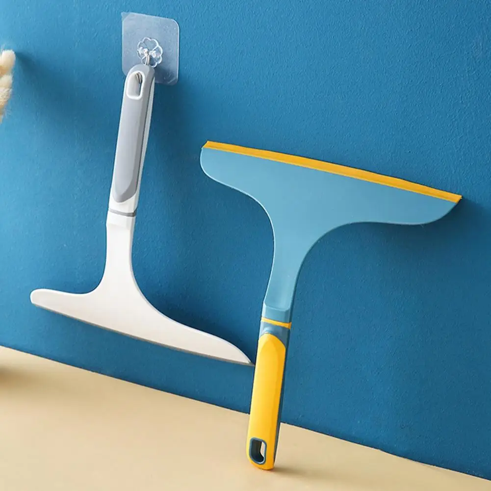 Durable Glass Cleaning Brush Soft Silicone Scraper Non-slip Plastic Handle Multifunctional Mirror Glass Wiper Window Squeegee