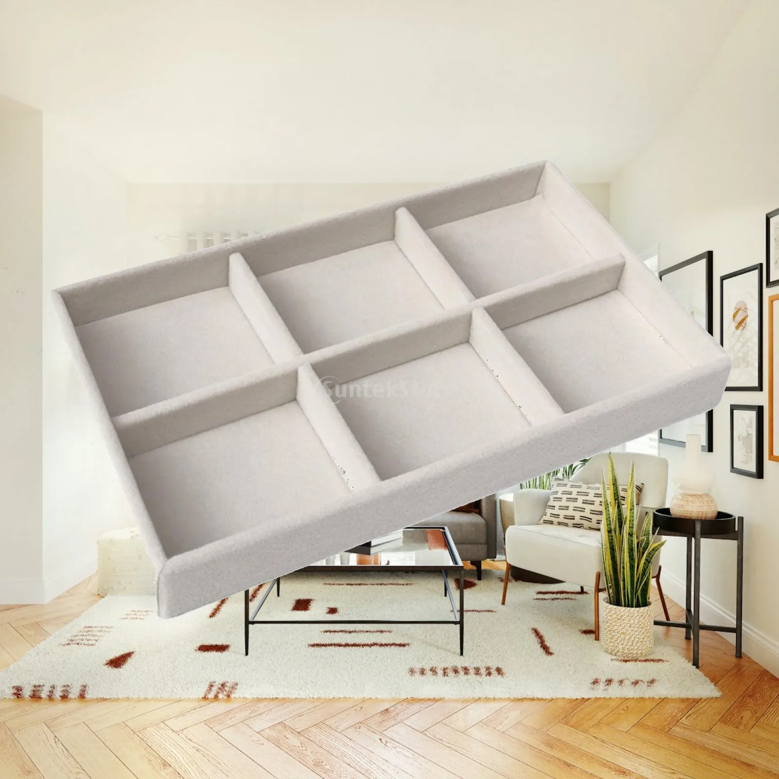 Large Capacity Stackable Jewelry Tray Organizer Display Case Flocking Cloth Storage Box for Necklace Bracelet Earring Ring
