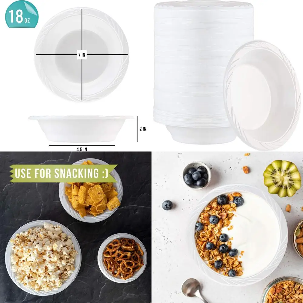 

Упаковка из 800 белых одноразовых пластиковых мисок для супа на 18 унций.