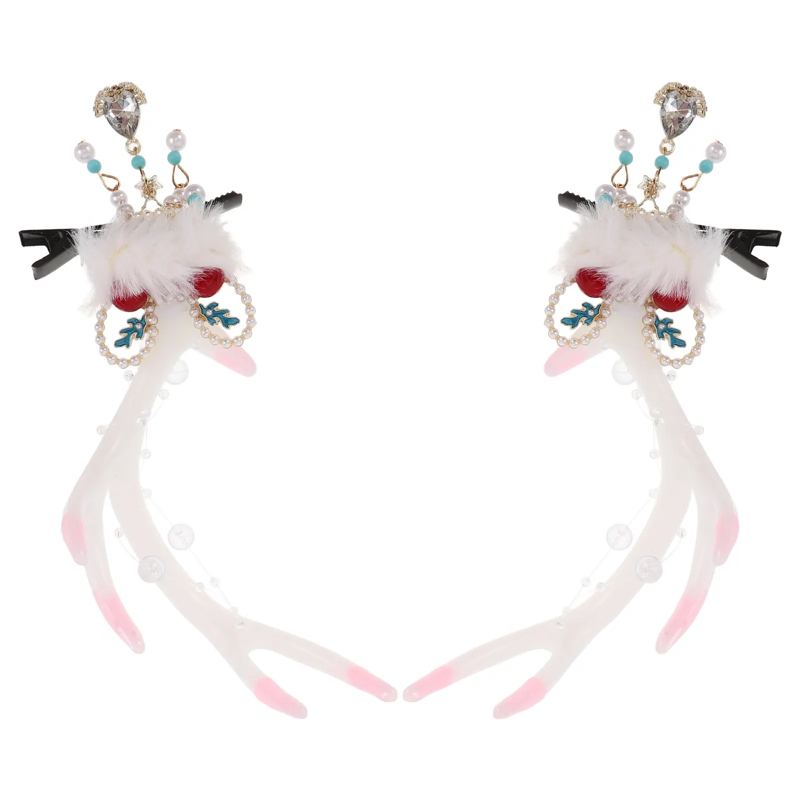 

Пара заколок для волос в виде рождественских оленьих рогов, милые заколки-рога лося, праздничные аксессуары для волос, реквизит для рождественских фотосессий