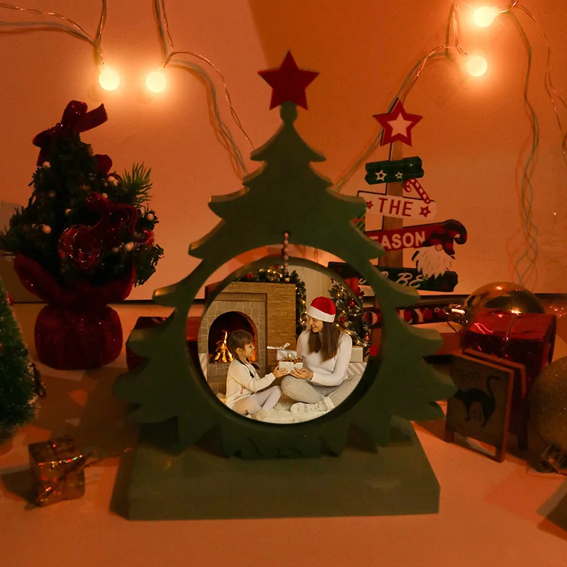 Marco de fotos de árbol de Navidad, molde de silicona DIY, resina epoxi, decoración del hogar, adornos de fundición, tema de Navidad, artesanía de