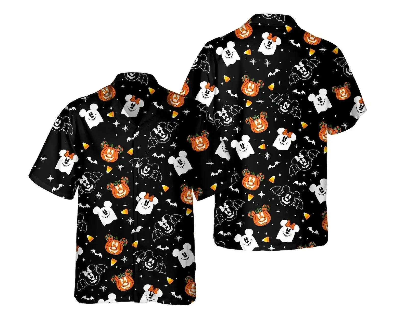 男性と女性のためのミッキーのマンハロウィンハワイアンTシャツ,半袖,カジュアルパーティー,ビーチ