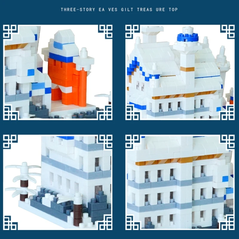 FUNXINEE 1000 Stücke Mini Schwanenschloss Weiße Schloss Bausteine Berühmte Architektur Modell Kreative Ornament Geschenk Erwachsene Kind