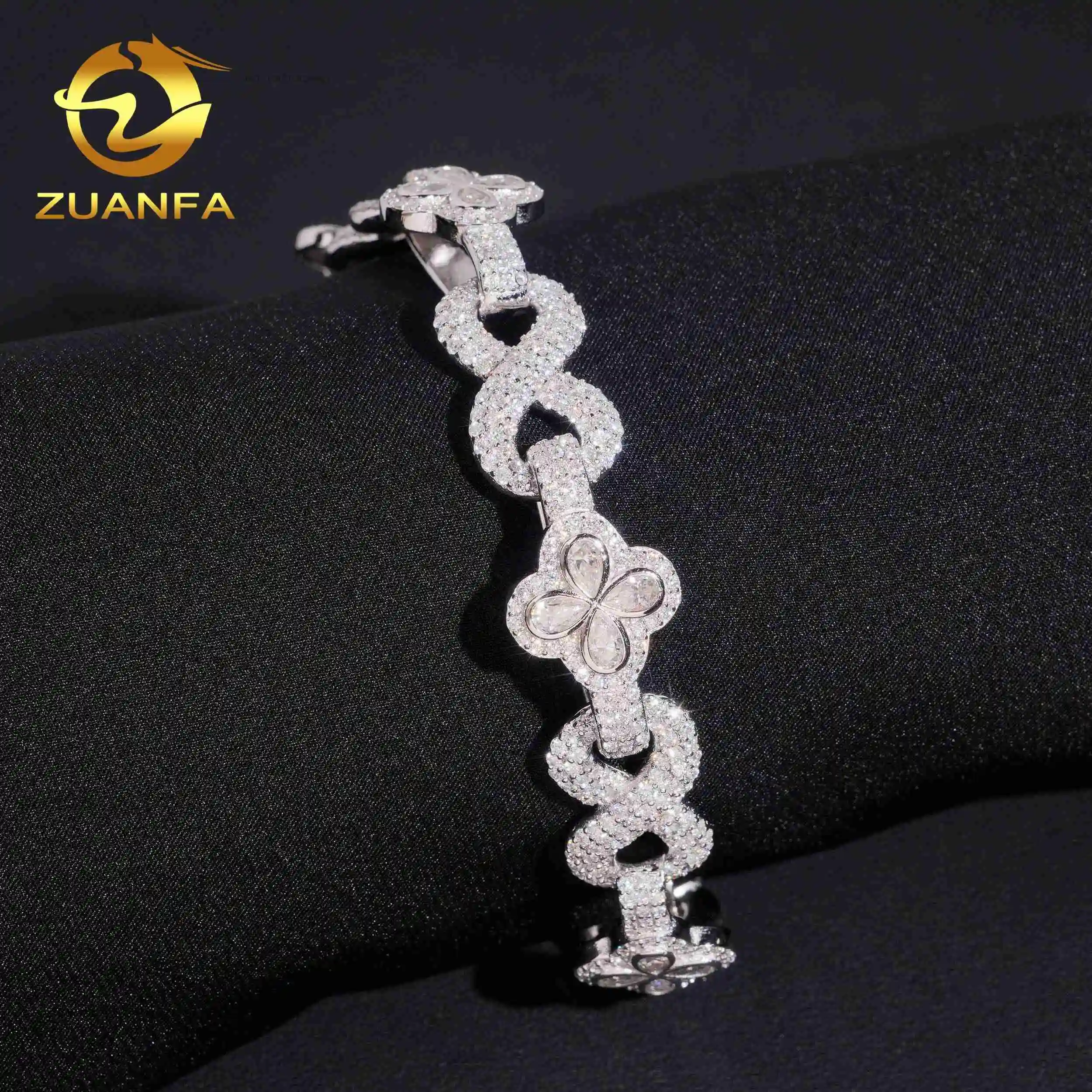 New Arrival Rapper Style 925 Silver Iced Out GRA Certificate Moissanite Diamond Infinity Hip Hop Bracelet，
