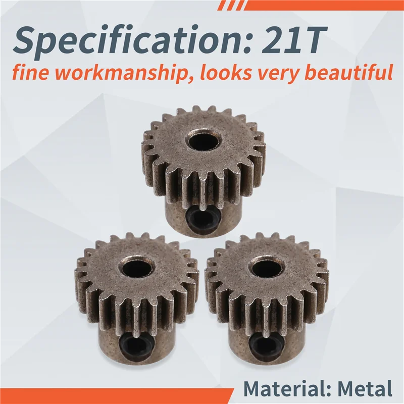 ABJL-3PCS 3.175Mm As Stalen Rondsel Motor Gear 32DP 48DP 64DP M0.6 Voor 1/10 1/8 RC Auto 3650 3660 Accessoires 21T