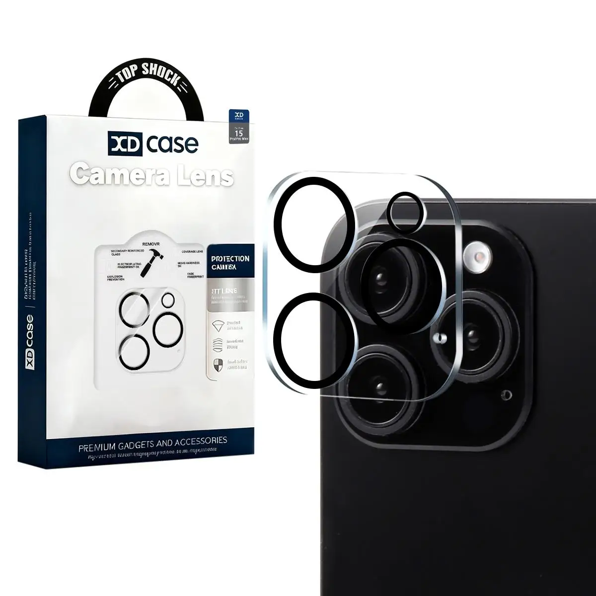 

XDcase Silkscreen Integrated Tempered Glass Back Camera Film For iPhone 15 Pro / 15 Pro Max Lens Protective Film