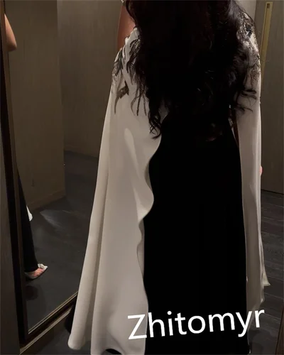 Imagen 2 del producto Vestido Midi personalizado con apliques de Jersey, cuentas y lentejuelas, fruncido, para fiesta de boda, corte en A, cuello alto, ocasión a medida