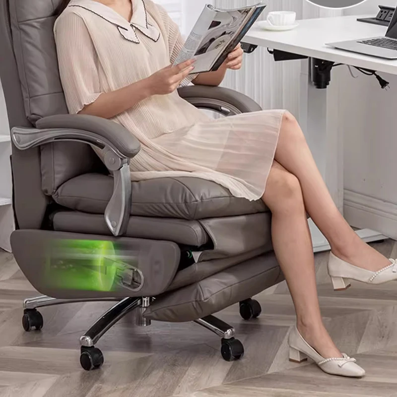 Boss Ergonomische bureaustoelen Massagearm Hoofdsteun Design Bureaustoelen Leer Computer Cadeira De Escritorio Kantoormeubilair