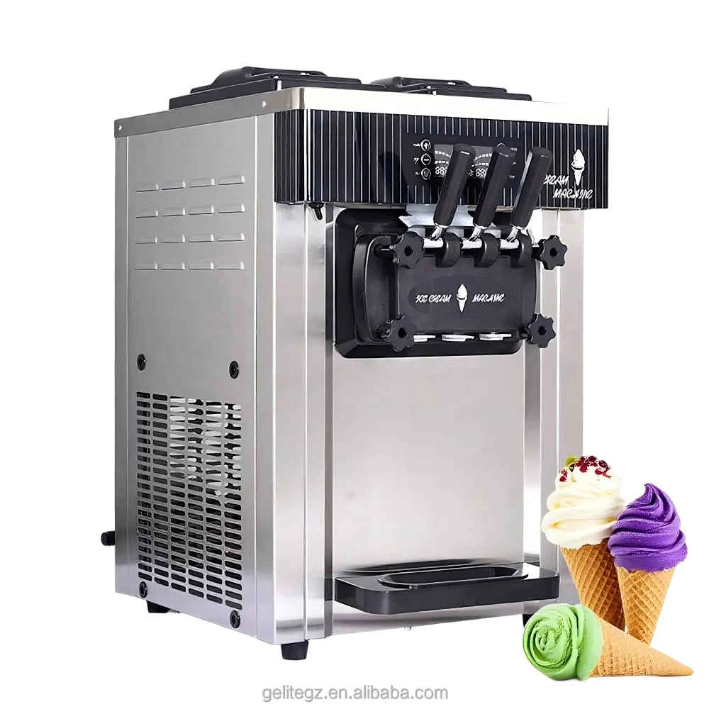 

Commercial High Quality Milk Soft Serve Ice Cream Machine 3 Flavors with LCD Display for Frozen Yogurt Ice Cream Machine