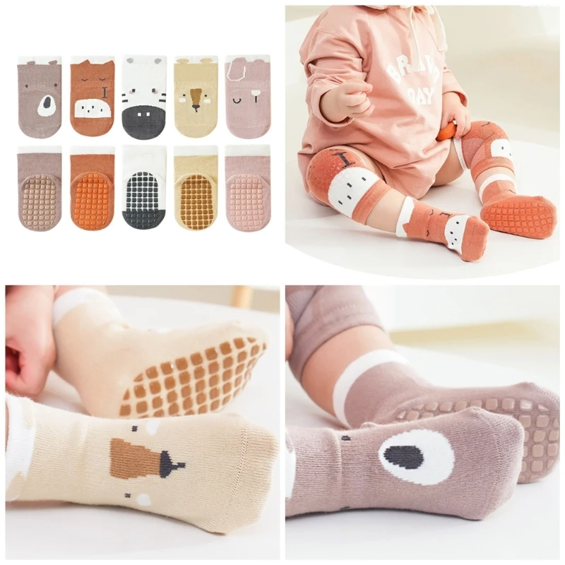 B2EB 1 Pair Toddlers Non Slip Socks Cartoon Designed Walking Socks Spring Autumn Socks Cotton Baby Floor Socks