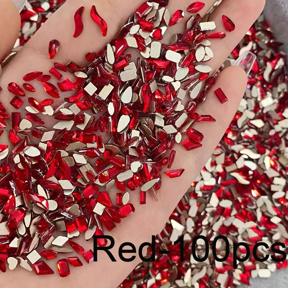 100 Stuks Bling Mini Kleurrijke Nagelsteentjes Multi Vorm Acryl Plaksteen Kristallen Edelstenen Sparkle Diamanten Nail Art Charms Supplies