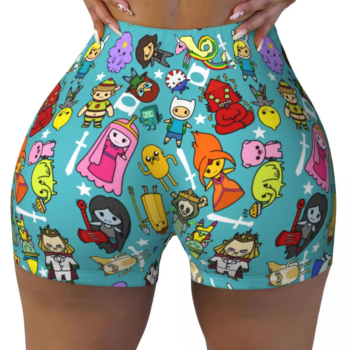 

Custom Women's Time For Adventures Cartoon Anime Workout Yoga Shorts Athletic Gym Volleyball Biker Shorts