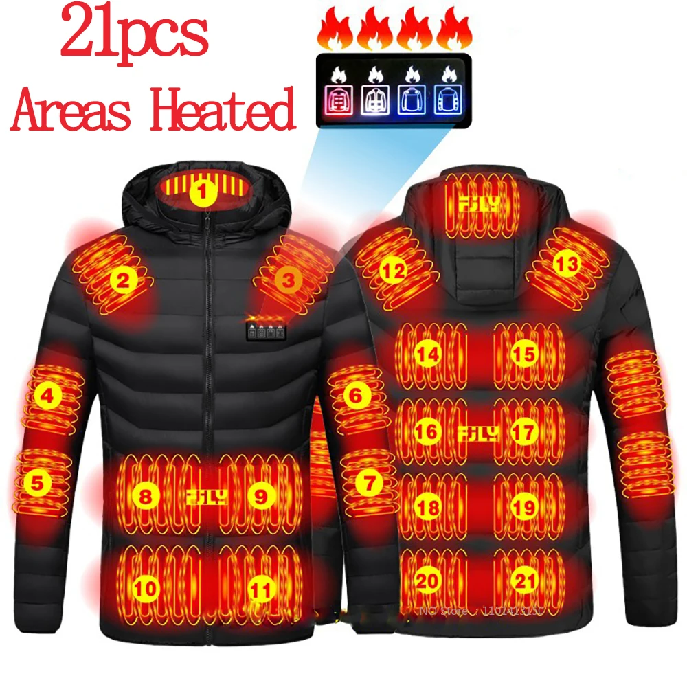 21 Areas Heated Jacket Men Jacket Heated Winter Women Electric Usb Heater Tactical Jacket Man Thermal Vest Body Warmer Coat NEW