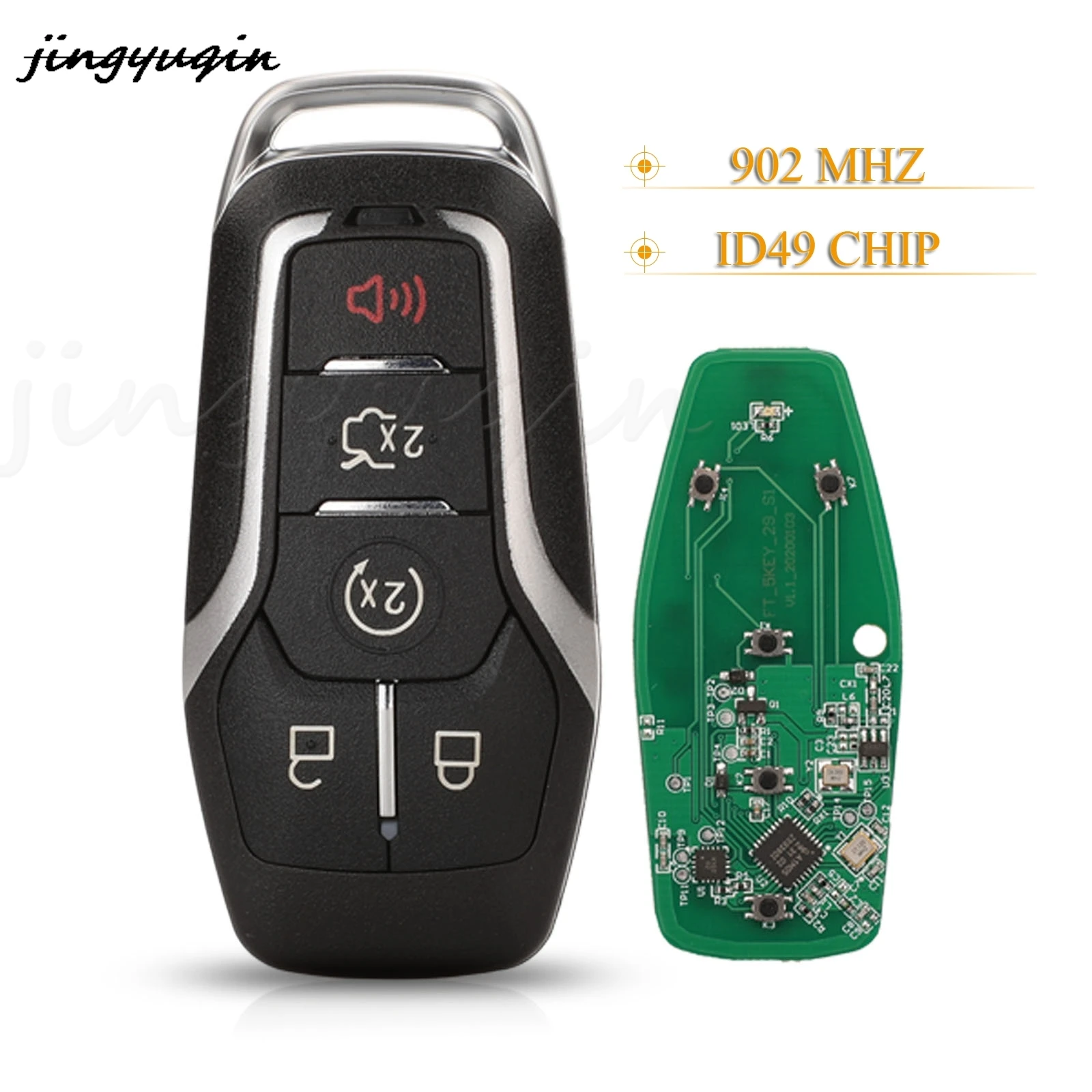 

jingyuqin 5BTN Smart Remote Key 902Mhz Id49 Hitag Pro M3N-A2C31243300 For Ford Fusion Explorer Edge Mustang F150 F250 F450 350