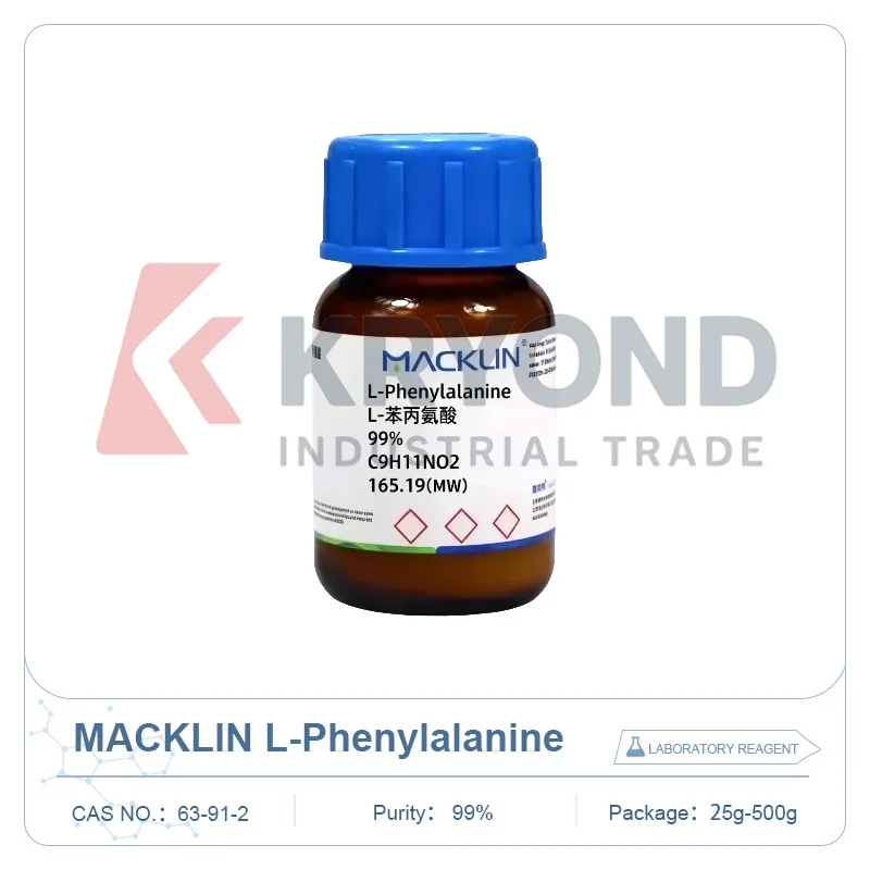 MACKLIN L-Fenilalanina 99% CAS 63-91-2 Grau AR Biotech Reagente de Laboratório de Aminoácidos para Estudo de Pesquisa Bioquímica 25g 500g