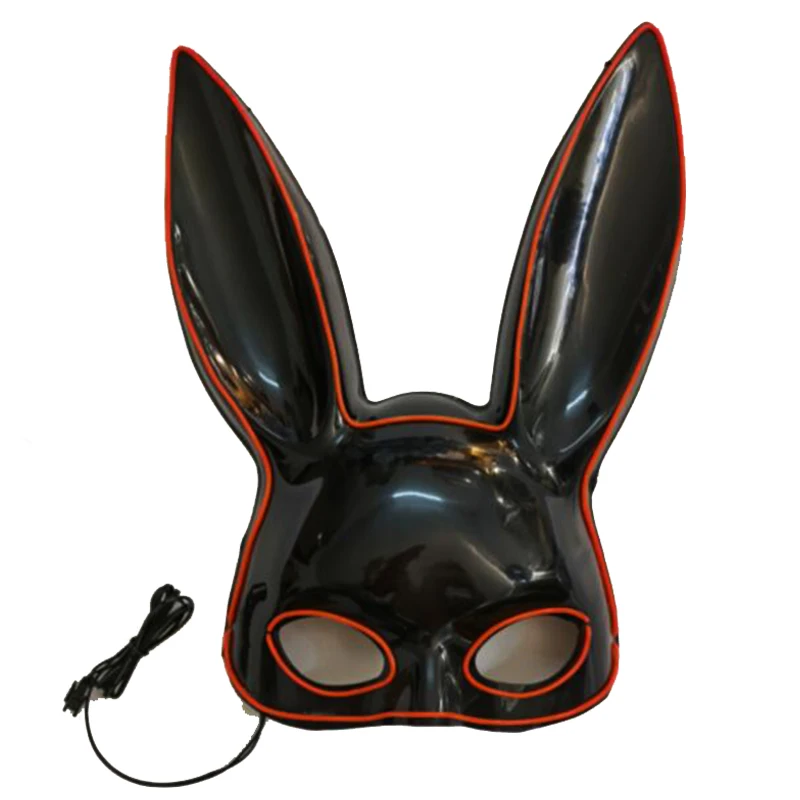 Colorful EL Wire Glowing Bunny Mask Masque LED Rabbit Mask Night Club Cosplay Mask for Women Masquerade Costume Props
