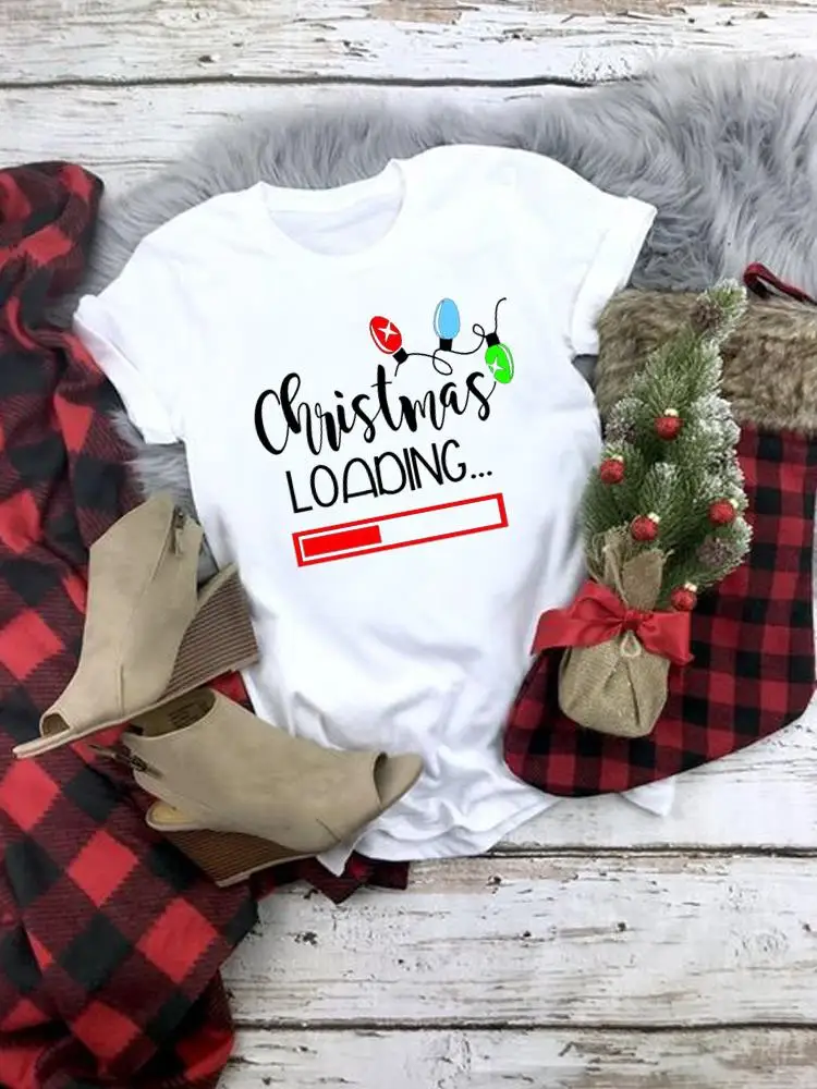 Snowman Cute Love 90s Trend Fashion New Year Christmas Tee Women Top Clothes Holiday Printed T Shirt Clothing Graphic T-shirts