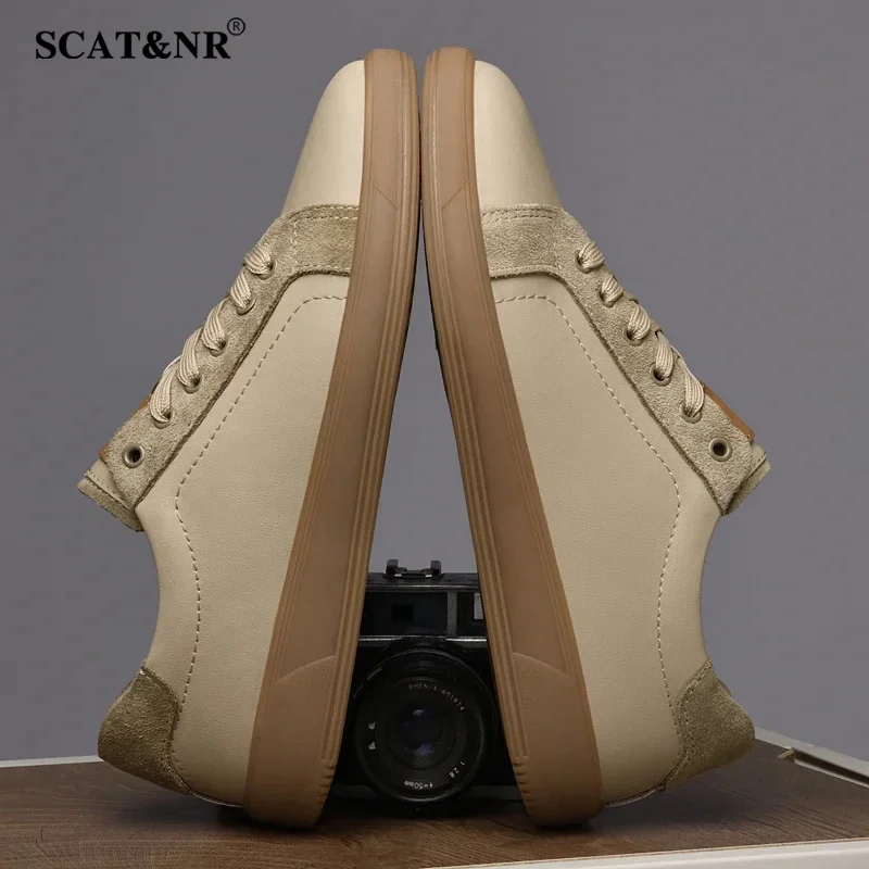Genuine leather men casual footwear skateboarding shoes luxury brand sneakers versatile sports shoes simple male luxury shoes image 6