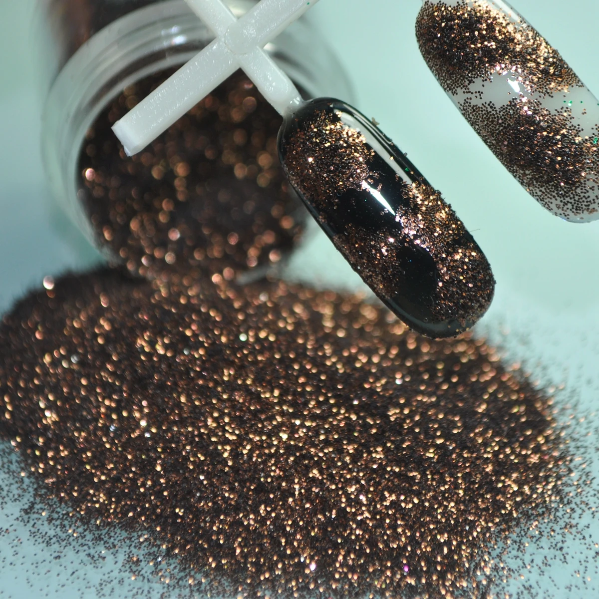 1 pudełko = 5,5 g Shimmer Light Coffee Brown Nail Acrylic Glitter Powder Bligh Pure Dark Brown Color in Clear Jar N65