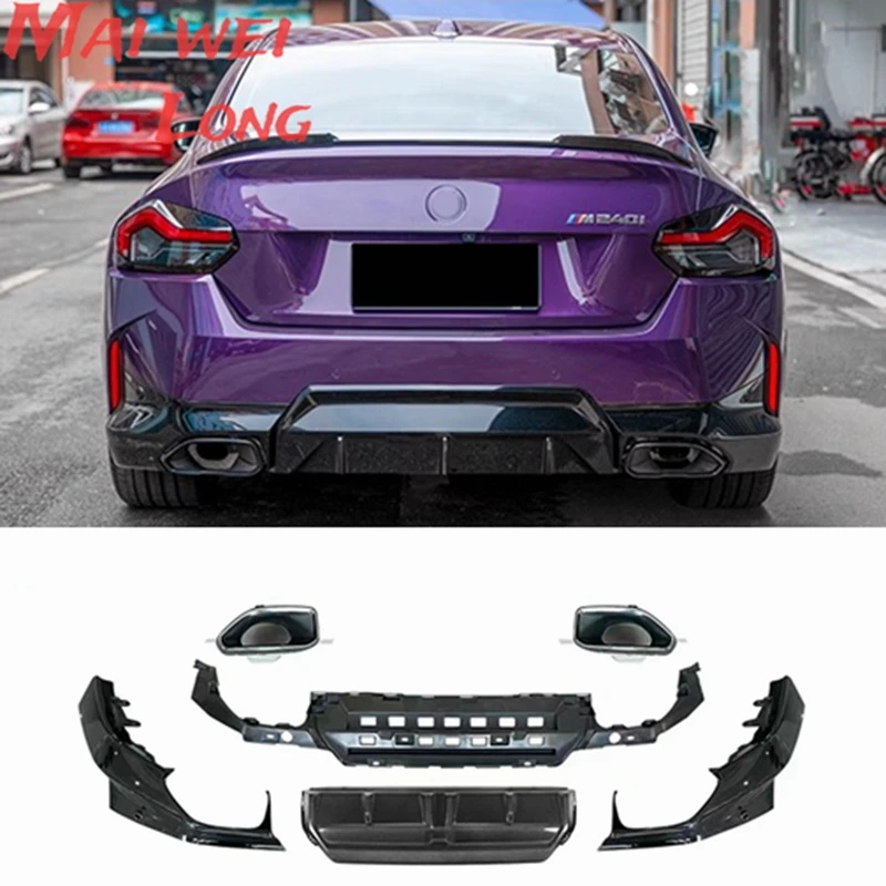 FOR BMW 2 Series G42 M-Sport Coupe 2021 + Gloss Black Bumper kit Car Styling PP Rear Bumper Diffuser Exhaust Tips