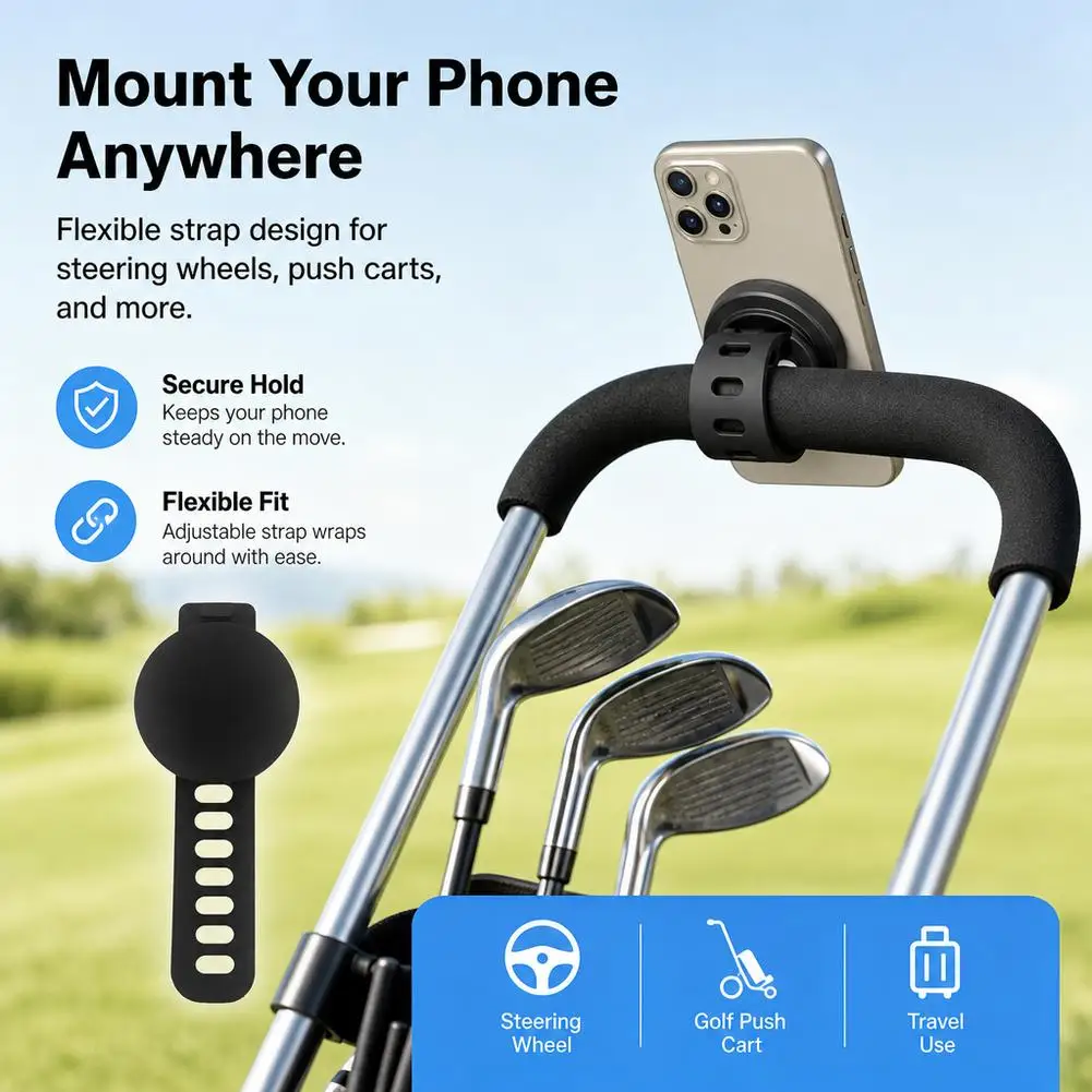 Magnetic Phone Holder With Silicone Strap For Magsafe Gym Stroller Bike Cellphone Grip Mount For iPhone 18 17-12 Series Stand