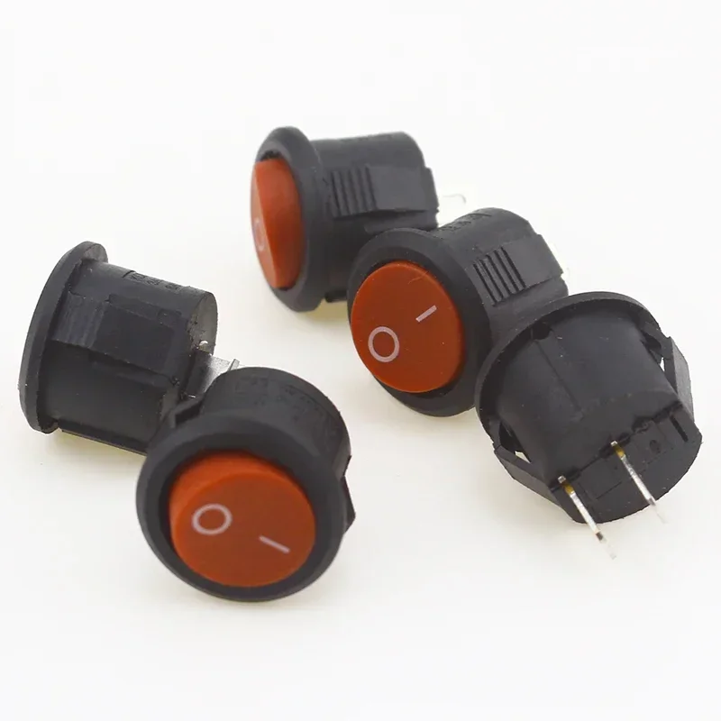 5pcs/10pcs 16mm Diameter Small Round Boat Rocker Switches Black Mini Round Black White Red 2 Pin ON-OFF Rocker Switch