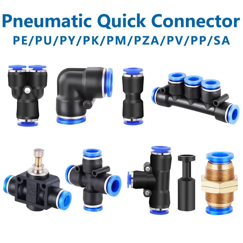 20/50PCS Pneumatic Quick Fitting Pipe Connector Tube Air Fittings Water Hose Couping 4 6 8 10 12 14mm PE/PU/PY/PK/PM/PZA/PV/SA