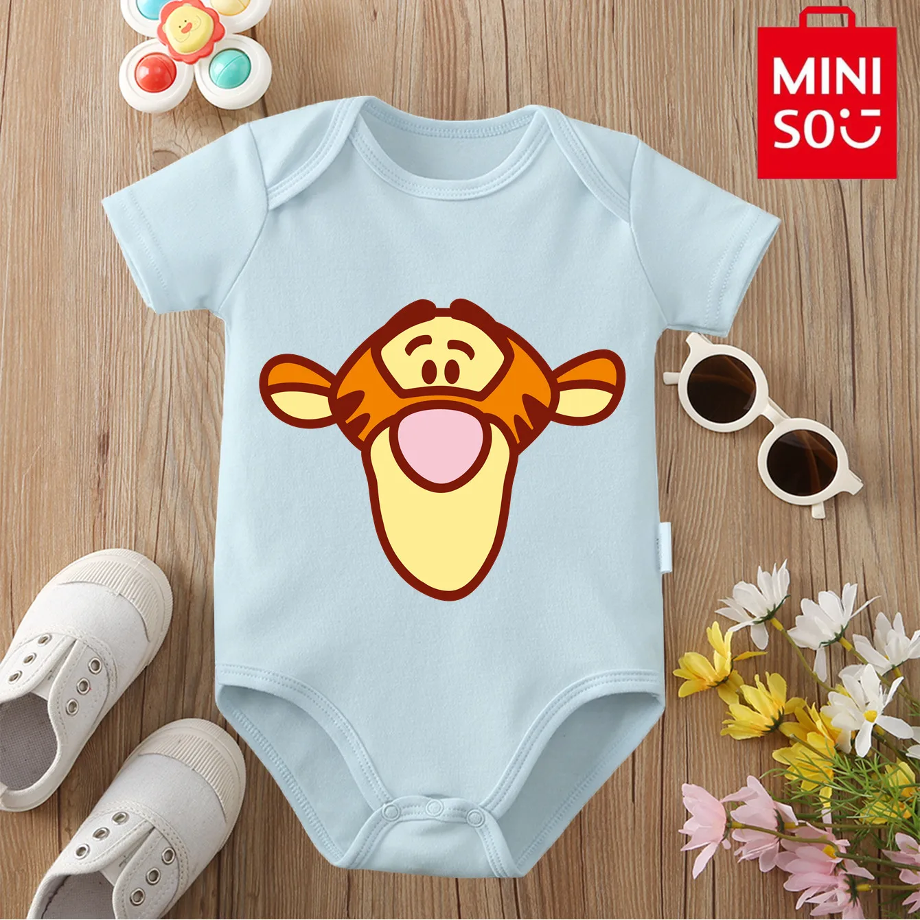 

MINISO Winnie/Tigger 100% Cotton Bodysuit Soft Baby Cloths Best Gift for Baby Onesie Jumpsuit for 0 To 12 Months Cute Newborn