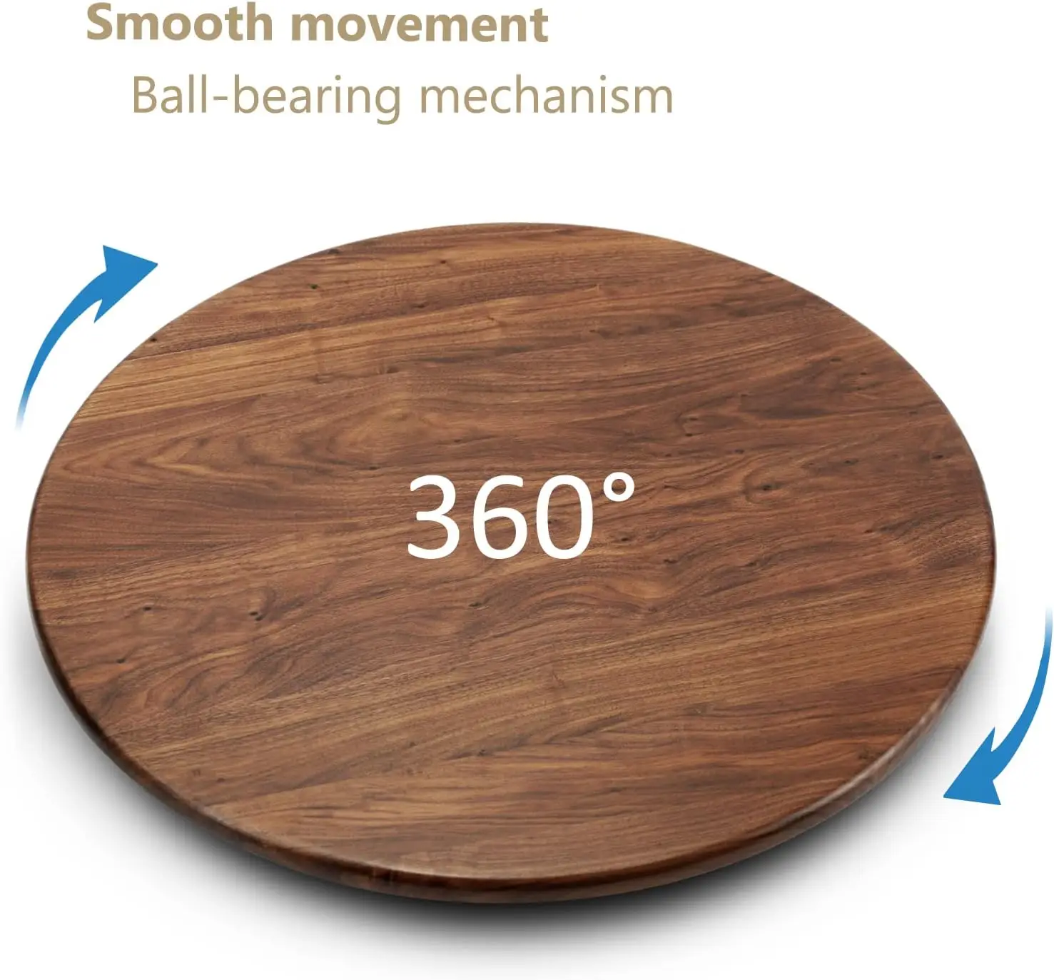 24 Inches Black Walnut Wood Lazy Susan Organizer, Solid Wooden Round Turntable, Rotating Tray for Table Top/Counter Top