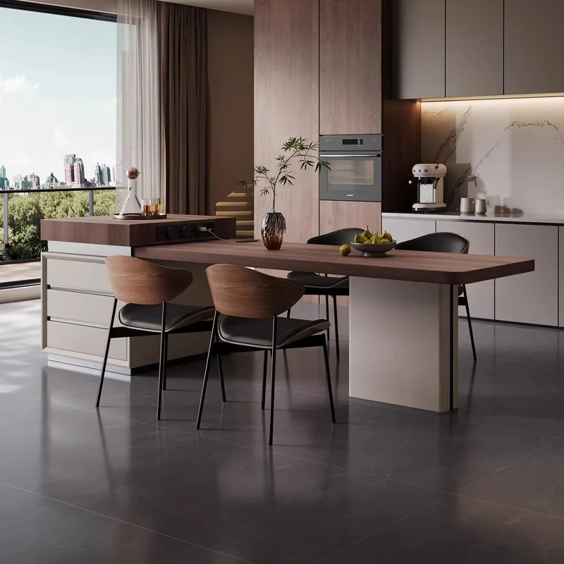 

American light luxury slate island dining table integrated modern home small apartment island designer retractable dining table