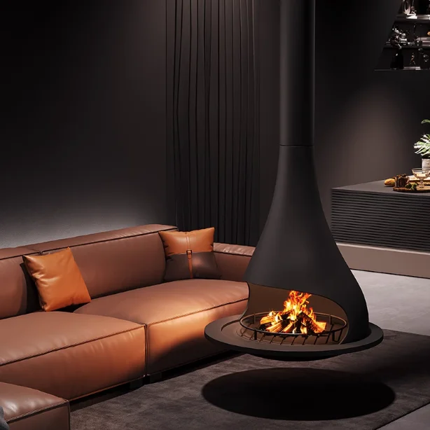 Hanging Real-flame Wood-burning Circular . Suitable for Villas,hotels Homestays and Homes Open Flame Smokeless