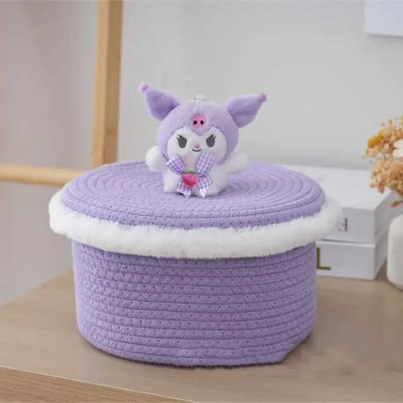 Sanrio Kawaii My Melody Pudełko na zabawki dla dzieci Kuromi Cinnamoroll Anime Cartoon Cotton Rope Storage Basket z pokrywką