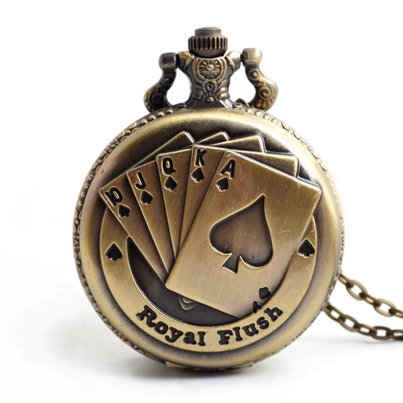 

Creative Playing Card 10 J Q K A Style Metal Pocket Watch Fashion Pendant For Men And Women