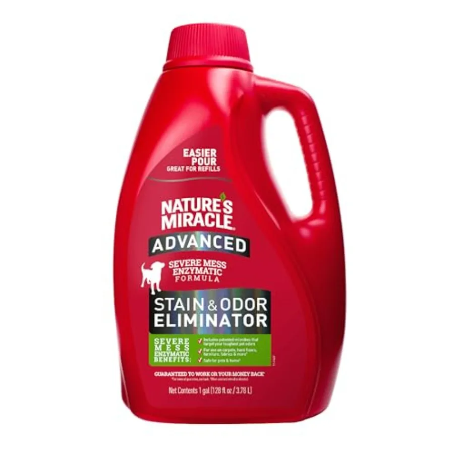 

Nature's Miracle Advanced Stain And Odor Eliminator for Dogs, 1 Gallon, Fresh Scent, Severe Mess Enzymatic Formula For Tough Pe