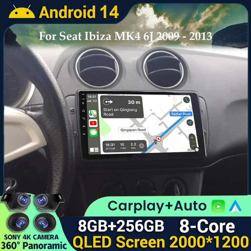 Android 14 Car Radio For Seat Ibiza MK4 6J SportCoupe Ecomotive Cupra 2009 -2016 Carplay Navigation GPS Multimedia Player stereo