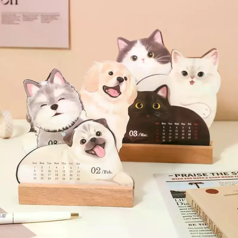 2026 Cute Cat Dog Series Desk Calendar Table Planner Yearly Agenda Organizer Memo Notes For Home Office School Daily Scheduler