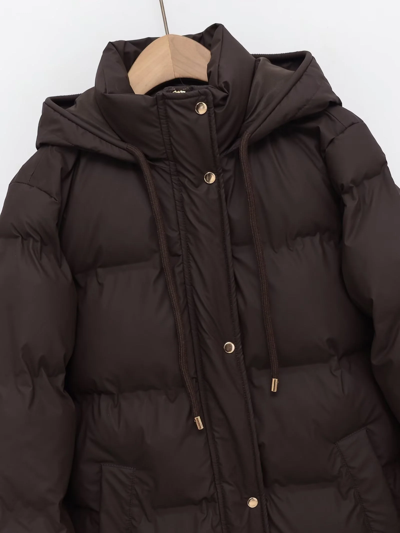 2025 شتاء جديد المرأة مزاجه المألوف عادية بسيطة مقنعين عالية الرقبة منتصف طول القطن معطف يندبروف سترة سميكة