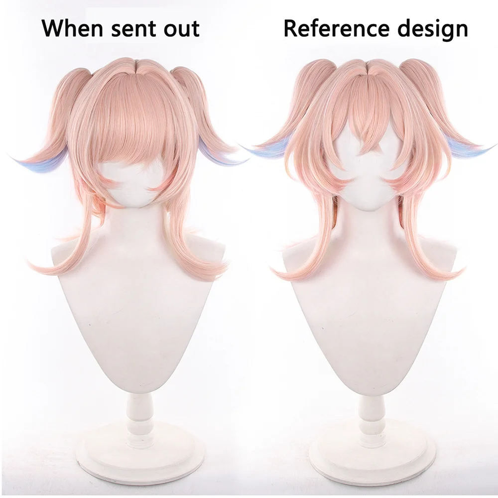 Anime Genshin Impact Linnea Women Cos Wigs Cosplay Costumes Headwear 50cm Long Simulation Scalp Thick Mixed Puffy Long Hair Wigs