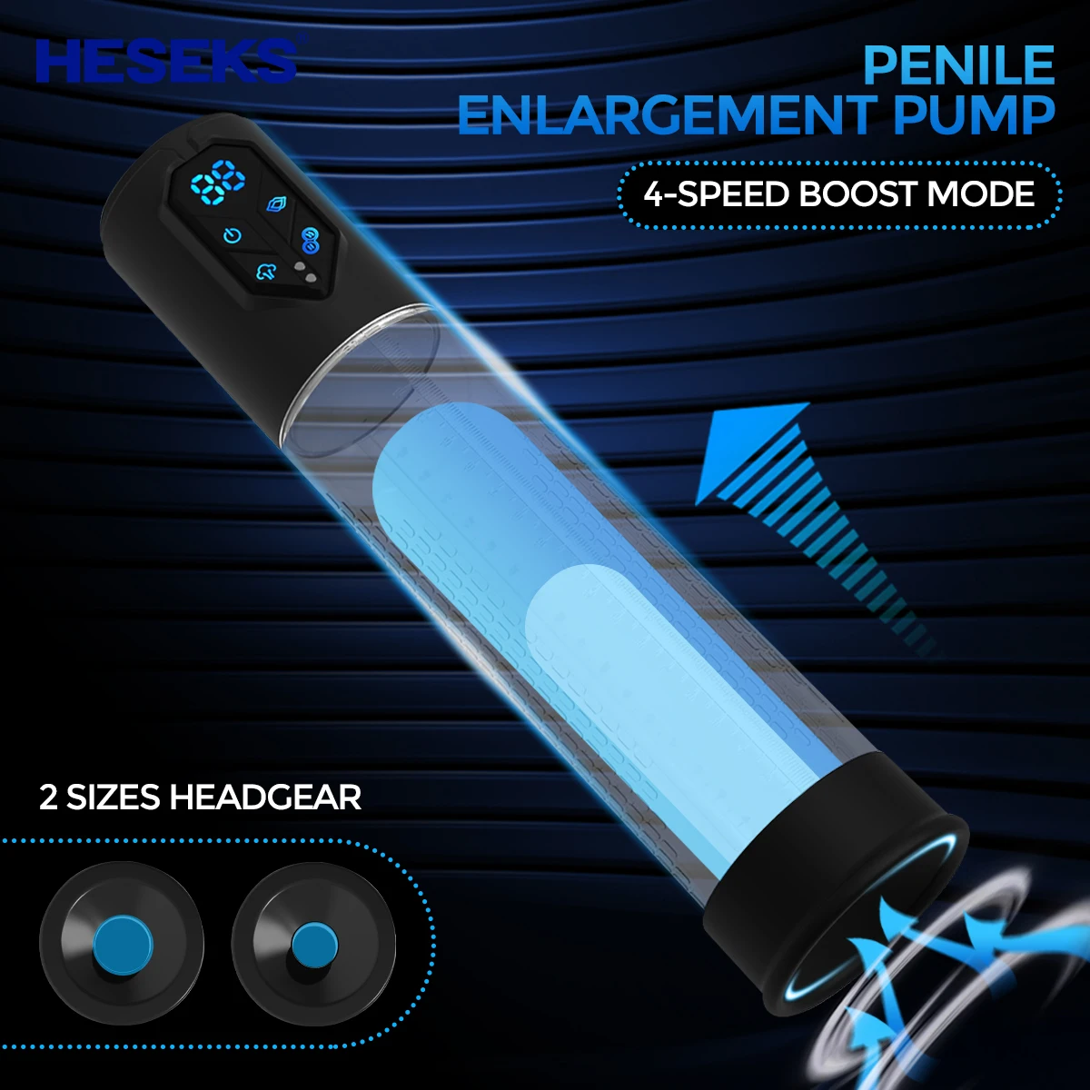 HESEKS IPX78 Penis Pump For Enlargement Electric Vacuum Pump with 7 Suction Levels Waterproof Sex Toy Masturbators For Men